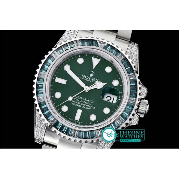 Rolex - Submariner 116110LV Green Diams SS/SS Noob A2836