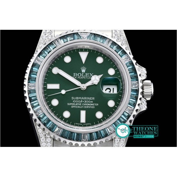 Rolex - Submariner 116110LV Green Diams SS/SS Noob A2836