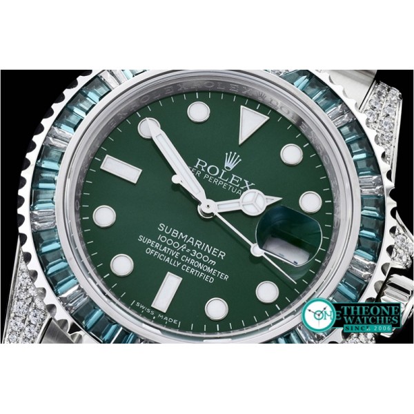 Rolex - Submariner 116110LV Green Diams SS/SS Noob A2836