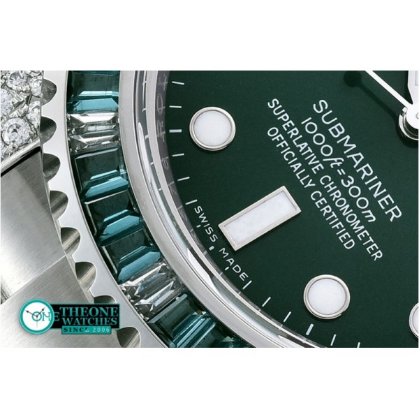 Rolex - Submariner 116110LV Green Diams SS/SS Noob A2836