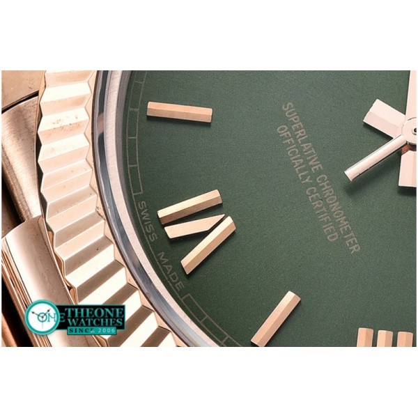 Rolex - DayDate 228206 RG/RG Green Roman BP Swiss 2836